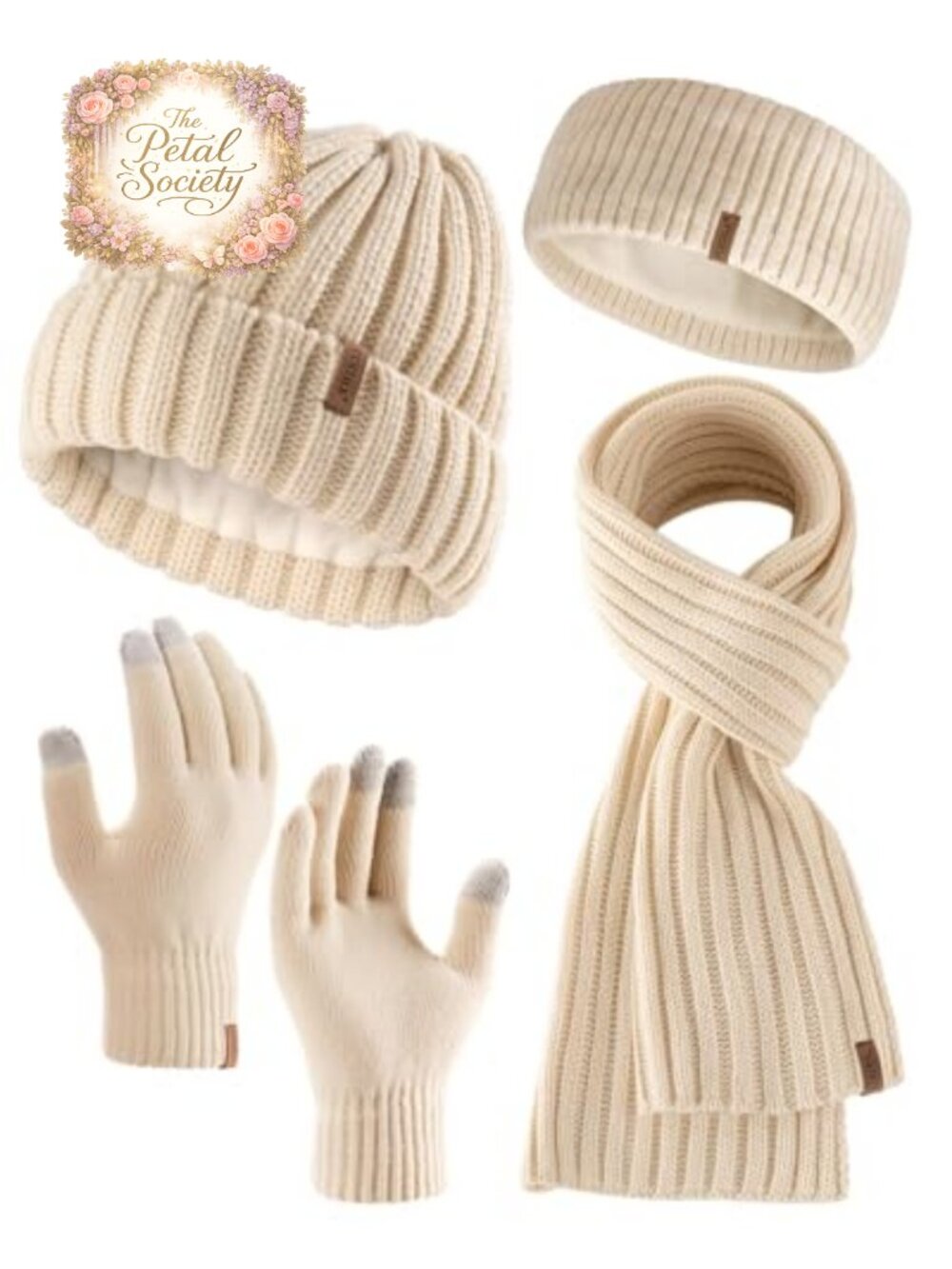 Winter Beanie Hat Scarf Glove Set Touchscreen Knit 4-in-1 Gift